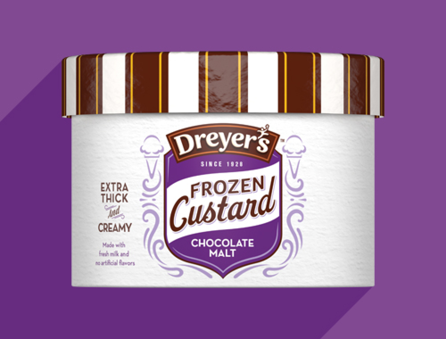 Carton of Dreyer's frozen custard chocolate malt from 2015