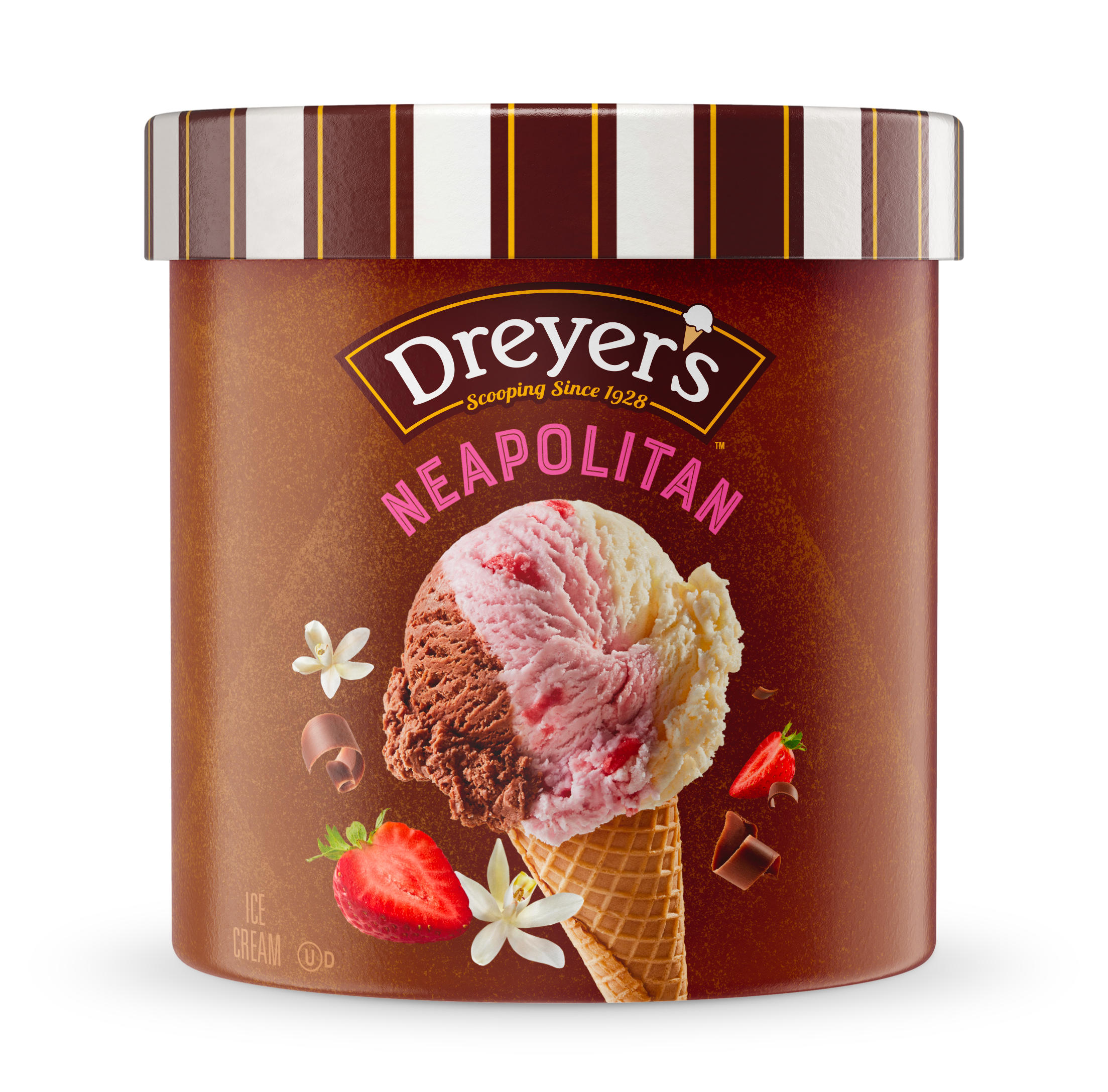 Carton of Dreyer's Neapolitan ice cream