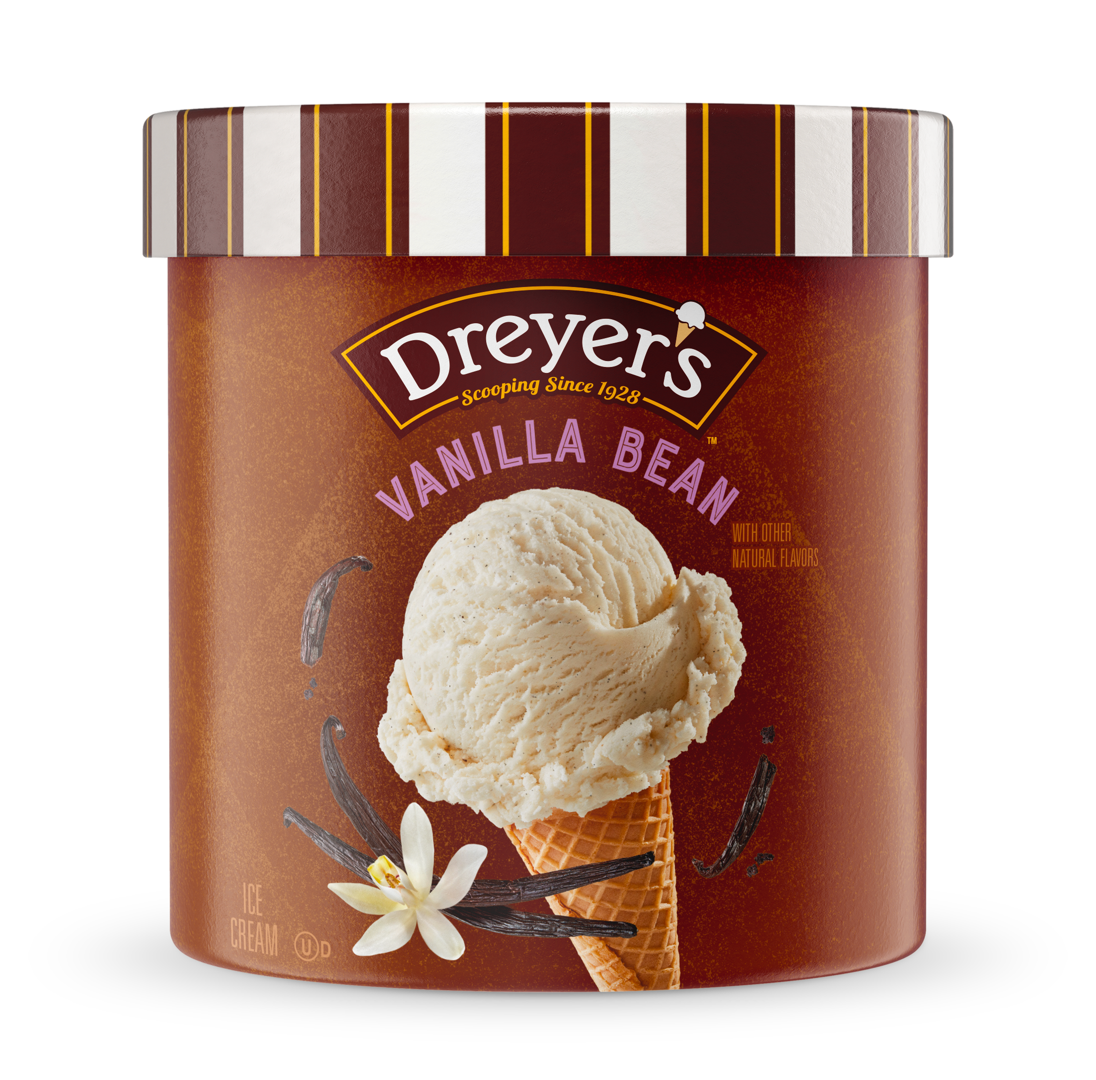 Carton of Dreyer's vanilla bean ice cream