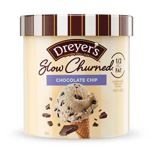 Carton of Dreyer's slow-churned chocolate chip ice cream