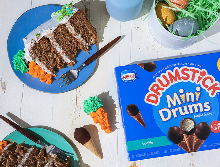 Drumstick mini drums sundae cones decorating carrot cake
