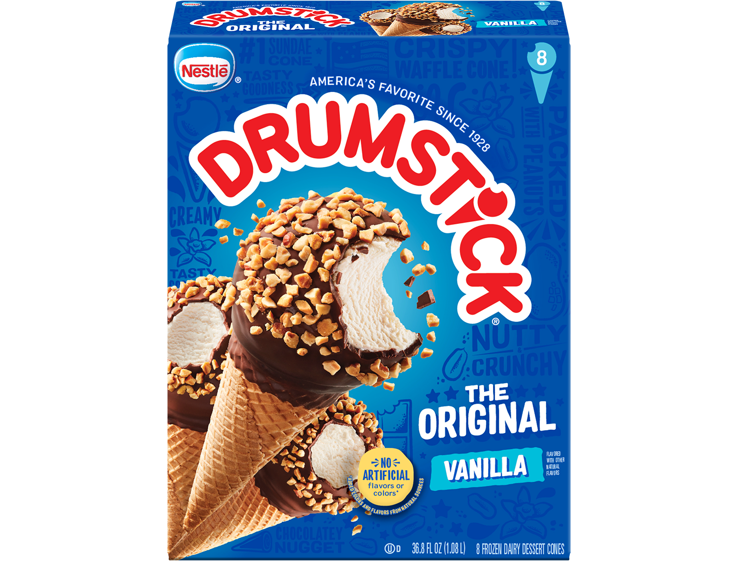 Carton of Drumstick original vanilla cones