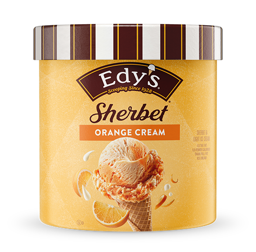 Carton of Edy's orange cream sherbet