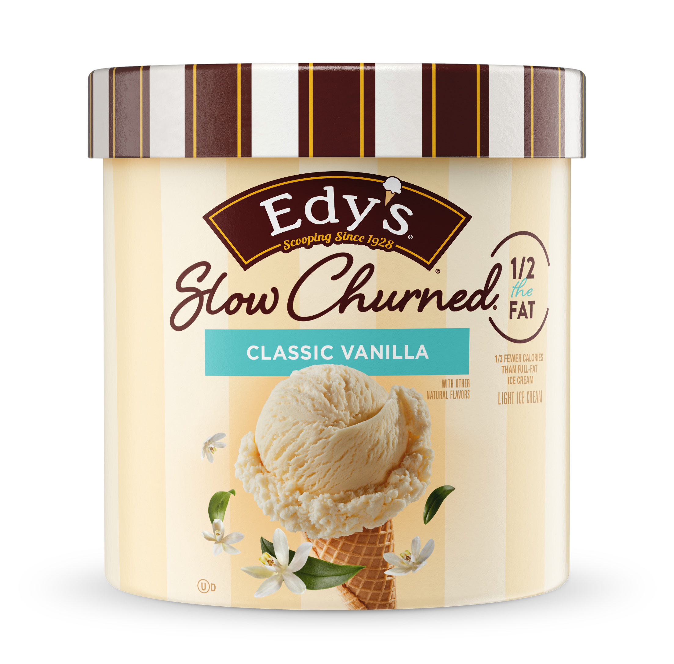 Carton of Edy's slow-churned Classic Vanilla ice cream