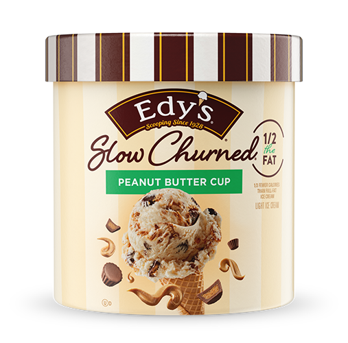Carton of Edy's slow-churned peanut butter cup ice cream