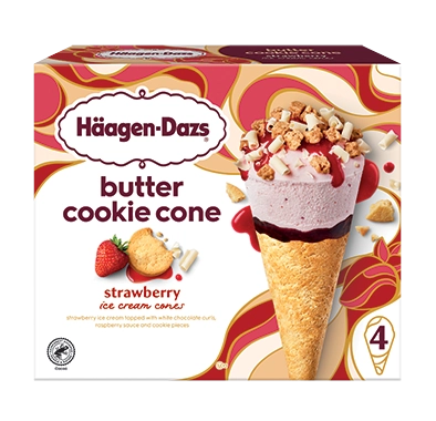 Häagan-Dazs® Cookie Butter Ice Cream Cones Strawberry 4ct