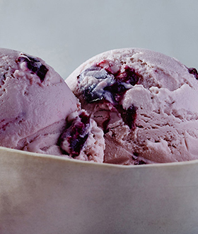 Pint of Haagen-Dazs cherry vanilla ice cream inside view