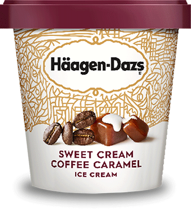 Pint of Haagen-Dazs sweet cream coffee caramel ice cream