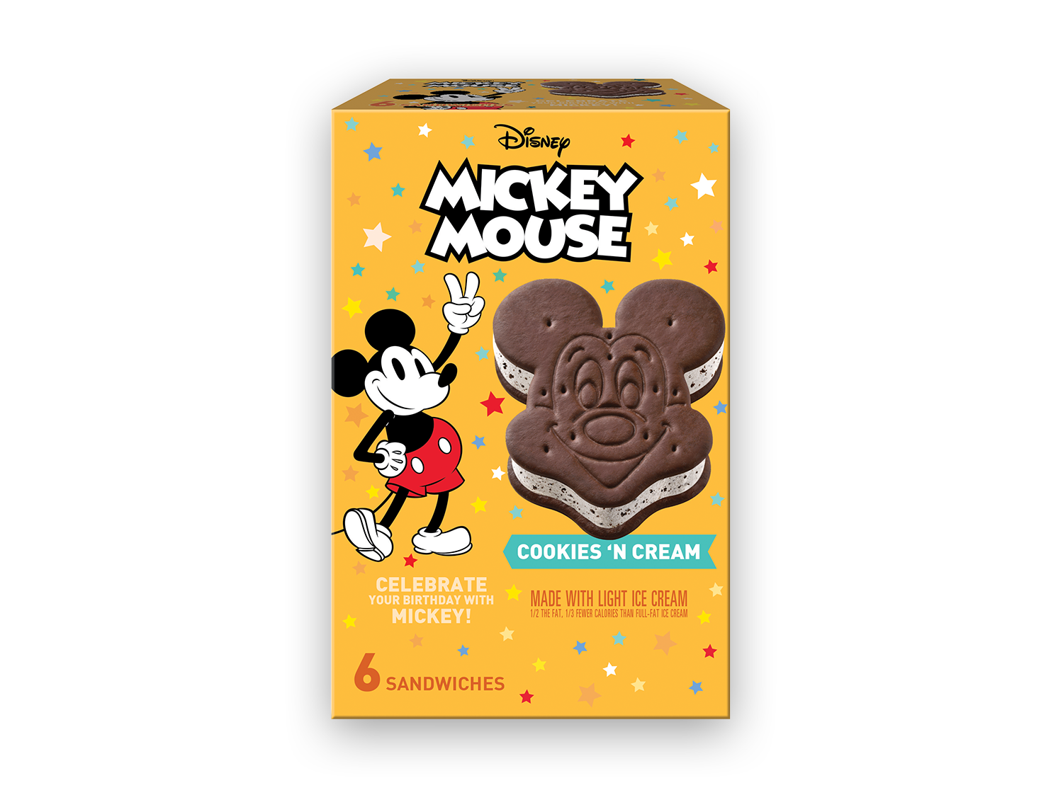 Box of Disney Mickey Mouse Cookies 'n cream ice cream sandwiches