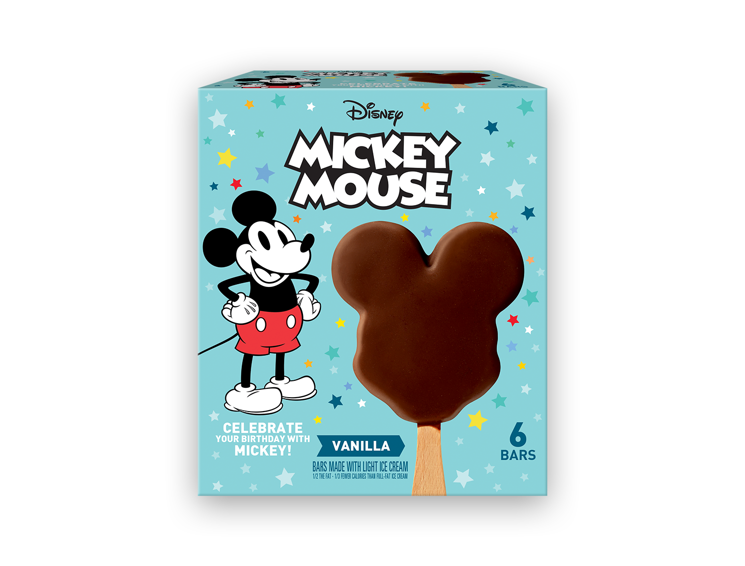 Disney Mickey Mouse Vanilla Light Ice Cream Bars 6 Count Large