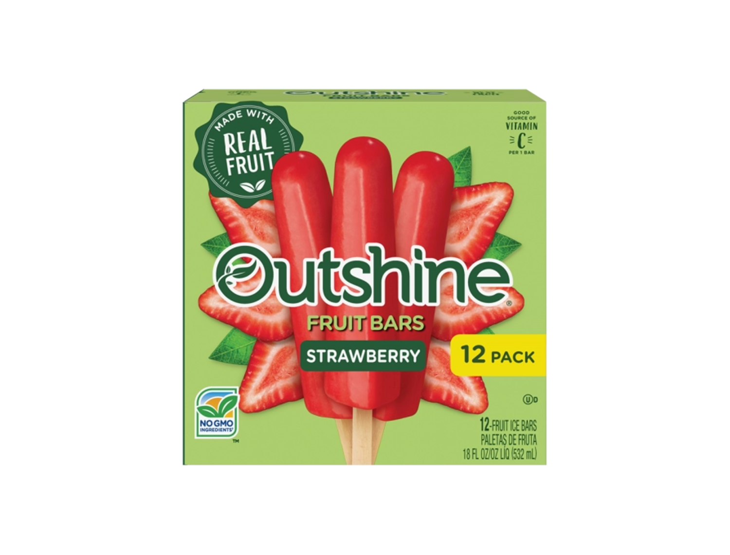 Box of Outshine strawberry fruit pops