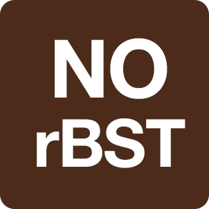 No rbst in white on a brown background