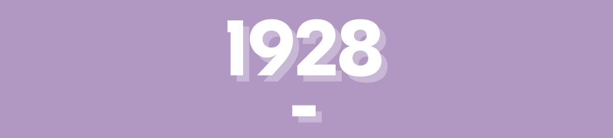 The year 1928 on a purple background.
