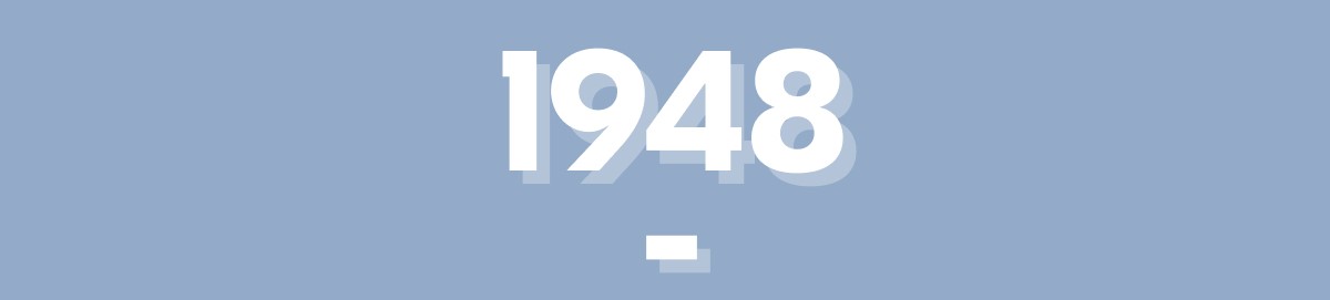 The year 1948 on a blue background banner.