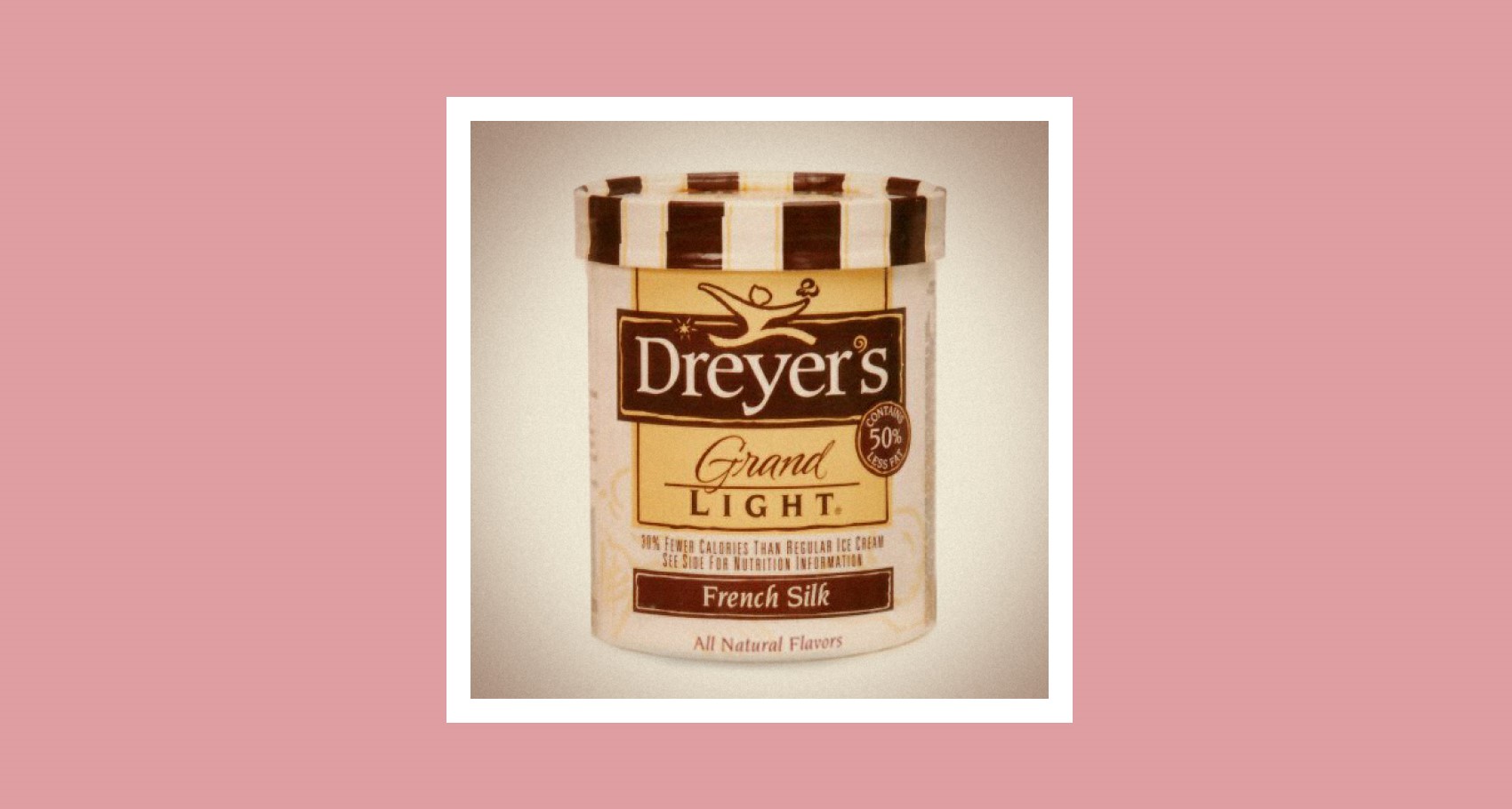 Photo of a carton of Dreyer's Light French Silk Ice cream in retail packaging from 1987.