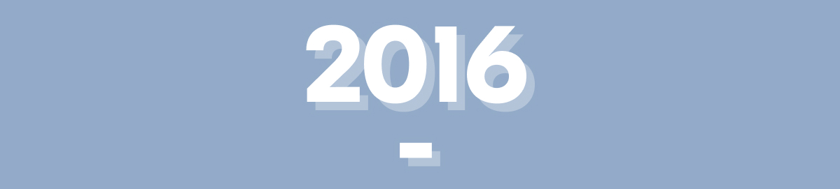 The year 2016 on a blue background