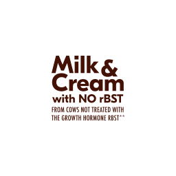 Image of Milk  & Cream with no rBST. From cows not treated with the hormone no RBST.