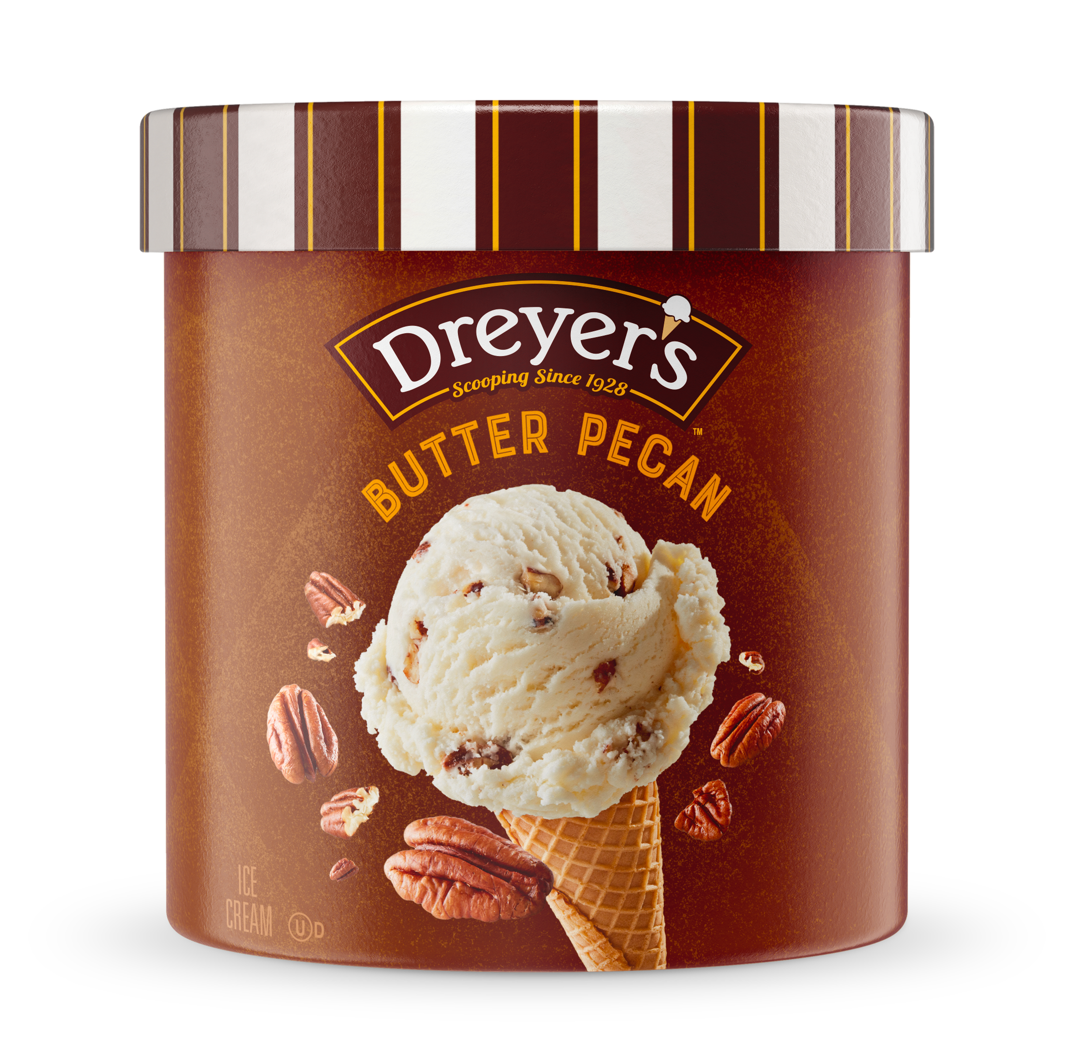 Carton of Dreyer's butter pecan ice cream