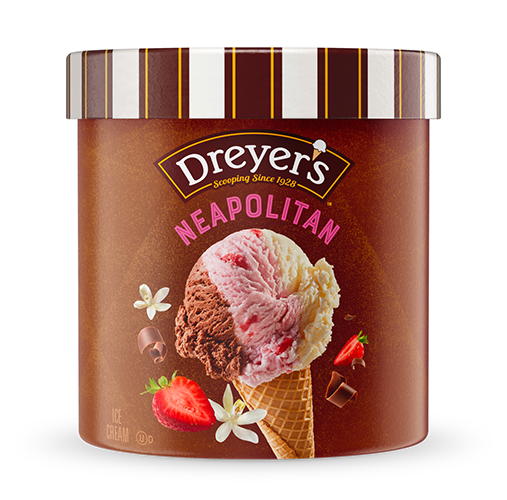 Carton of Dreyer's Neapolitan ice cream