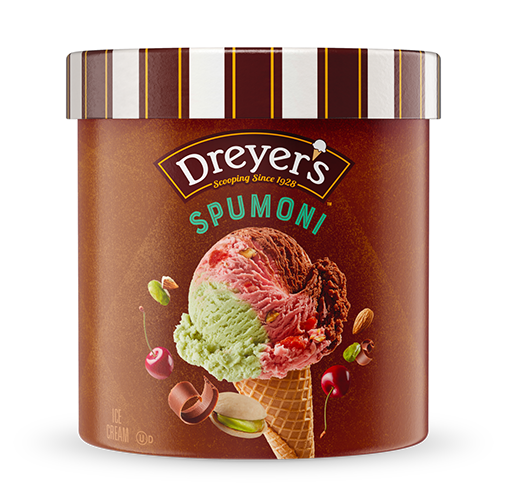 Carton of Dreyer's spumoni ice cream
