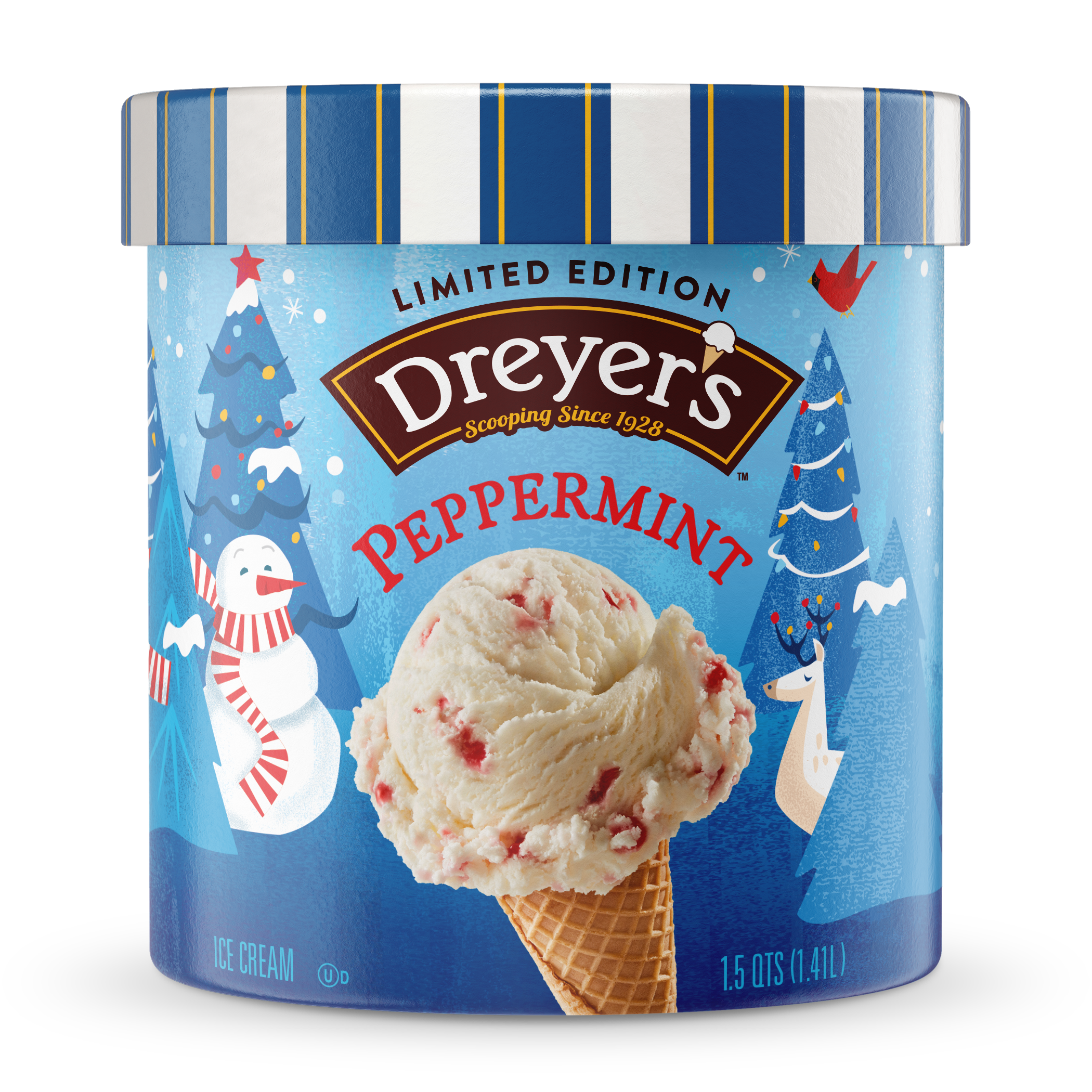Carton of Dreyer's limited edition peppermint ice cream