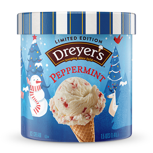 Carton of Dreyer's limited edition peppermint ice cream