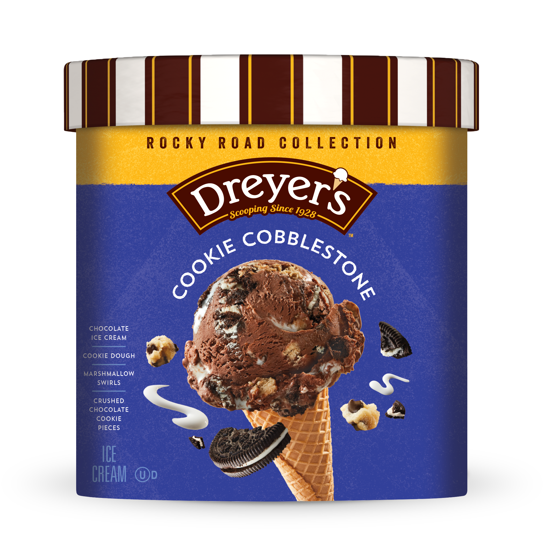 Carton of Dreyer's cookie cobblestone ice cream