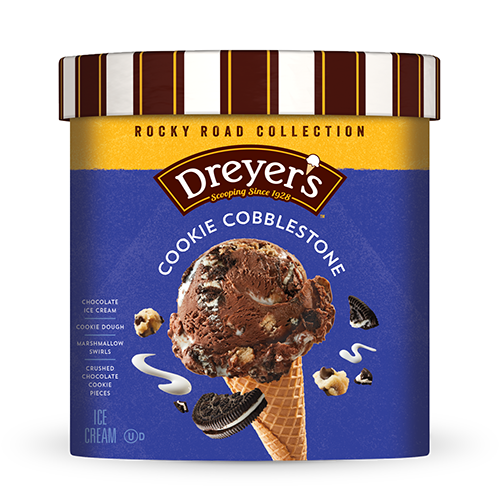 Carton of Dreyer's cookie cobblestone ice cream