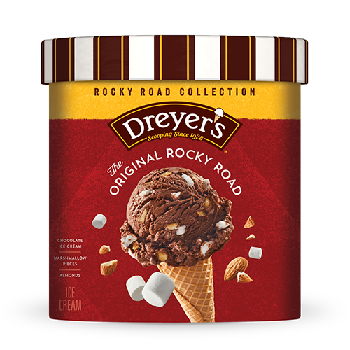Carton of Dreyer's original rocky road ice cream