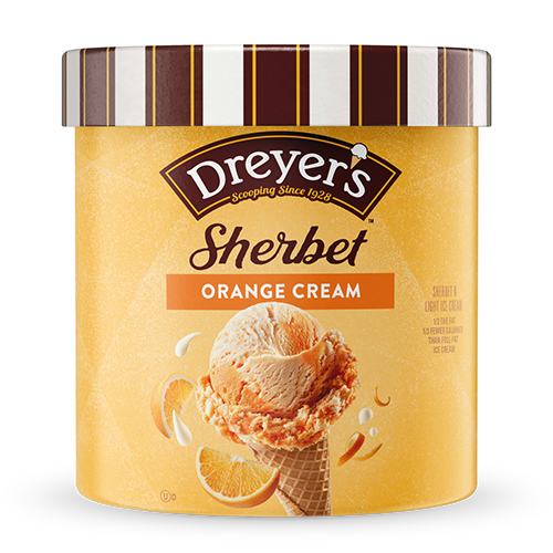 Carton of Dreyer's orange cream sherbet