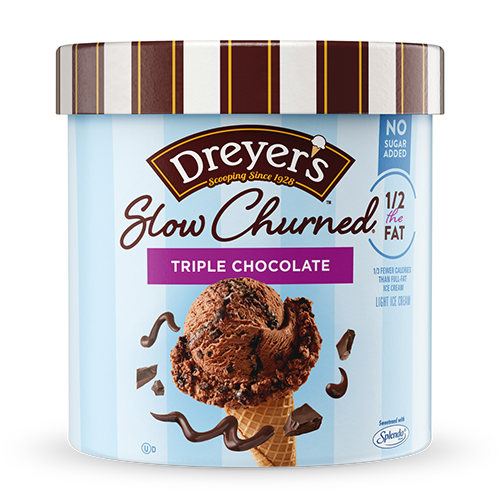 Carton of Dreyer's slow-churned triple chocolate ice cream