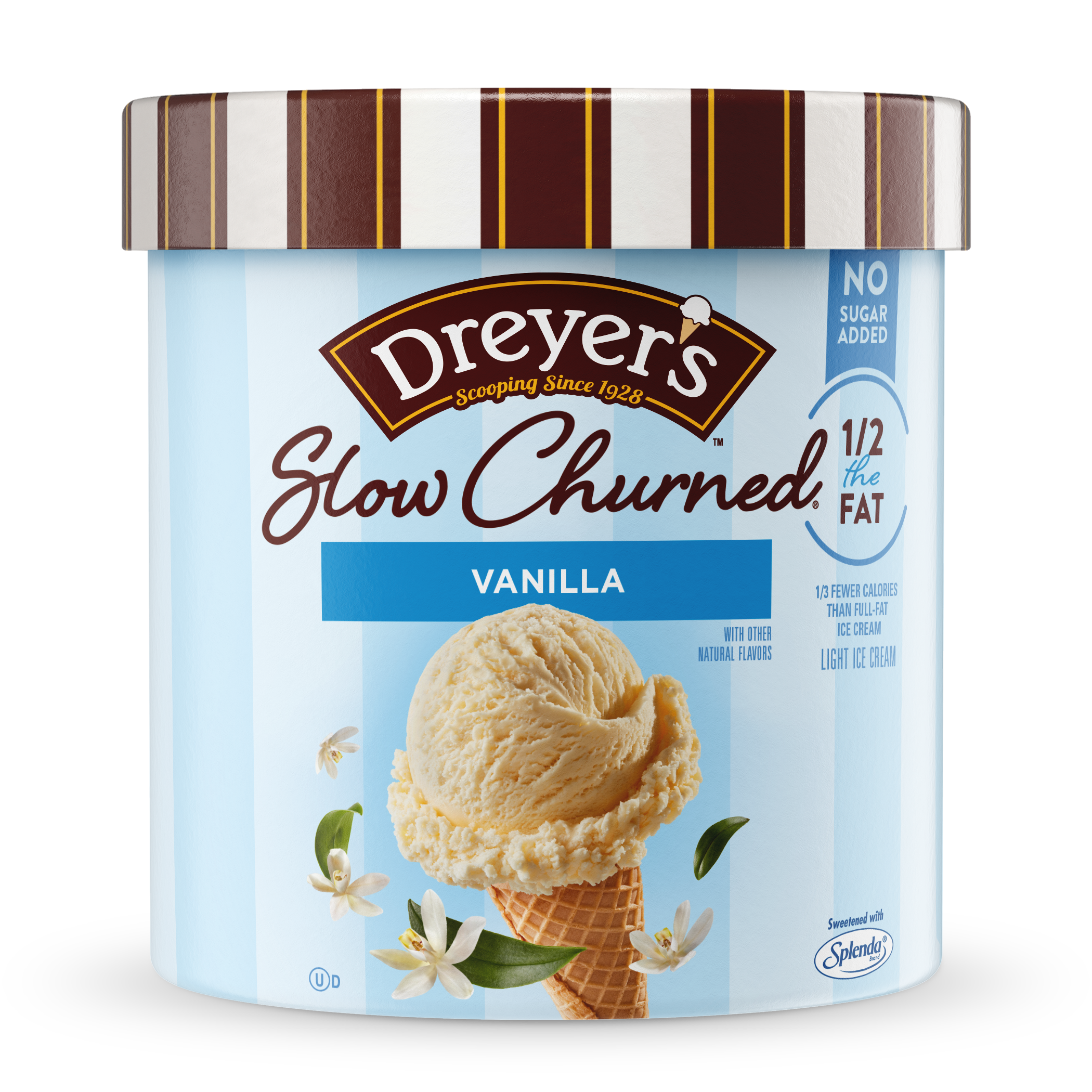 Carton of Dreyer's slow-churned vanilla ice cream