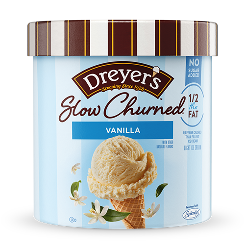 Carton of Dreyer's slow-churned vanilla ice cream
