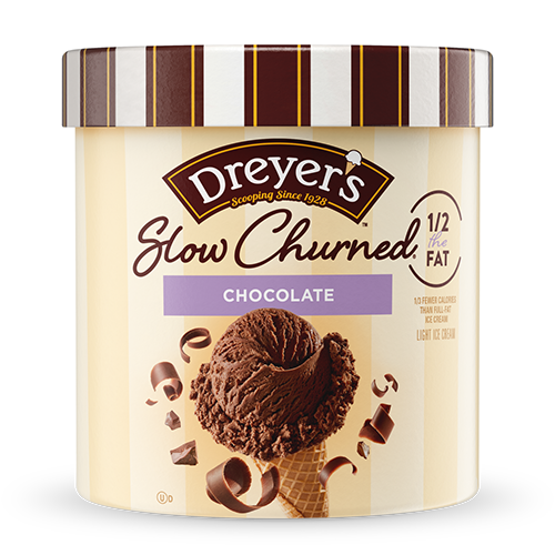 Carton of Dreyer's slow-churned chocolate ice cream