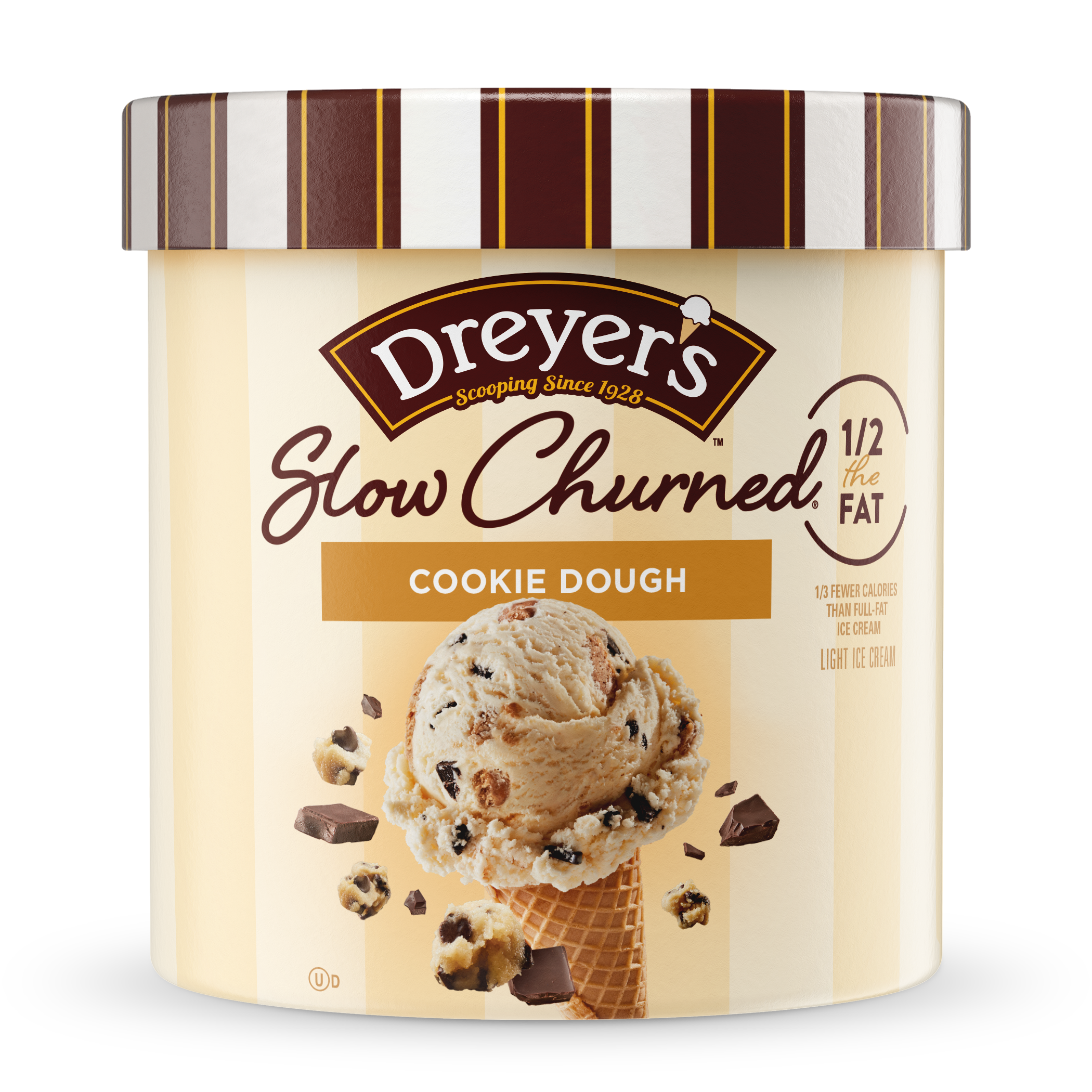 Carton of Dreyer's slow-churned cookie dough ice cream