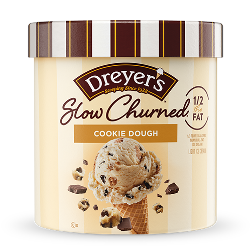 Carton of Dreyer's slow-churned cookie dough ice cream