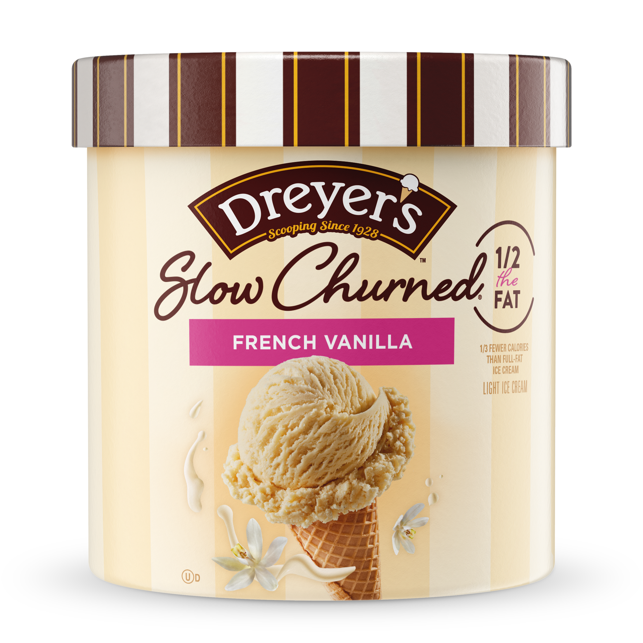 Carton of Dreyer's slow-churned French vanilla ice cream