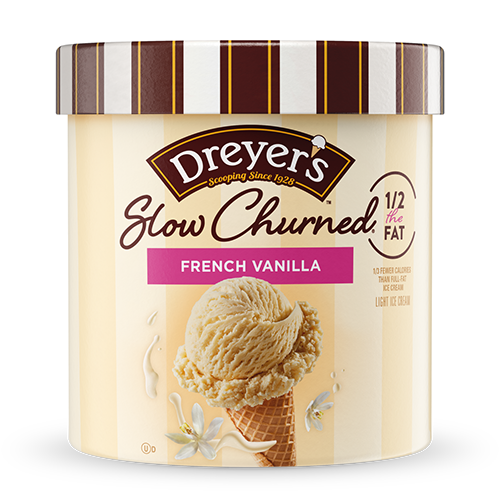 Carton of Dreyer's slow-churned French vanilla ice cream