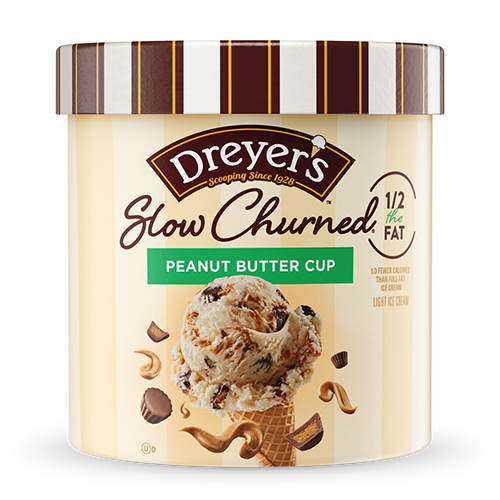 Carton of Dreyer's slow-churned peanut butter cup ice cream