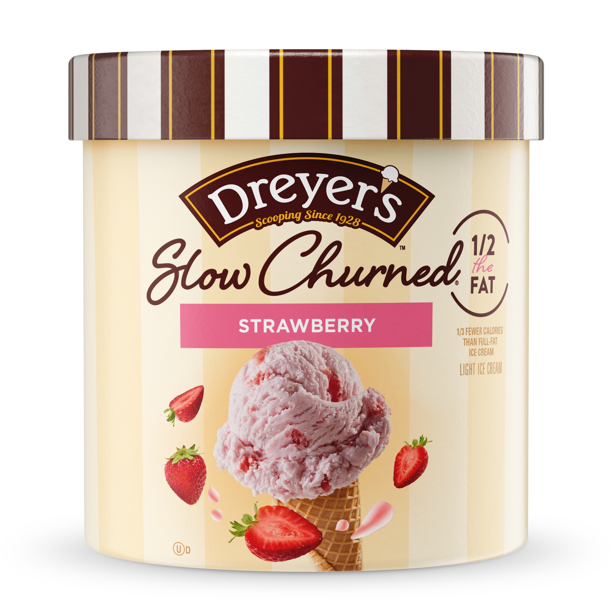 Carton of Dreyer's slow-churned strawberry ice cream