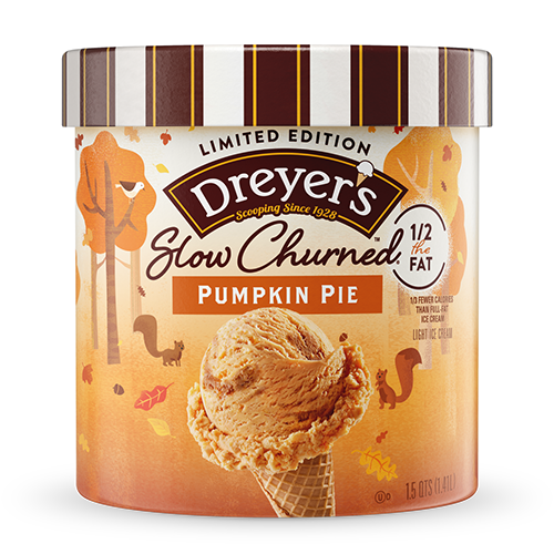 Carton of Dreyer's slow-churned pumpkin pie ice cream