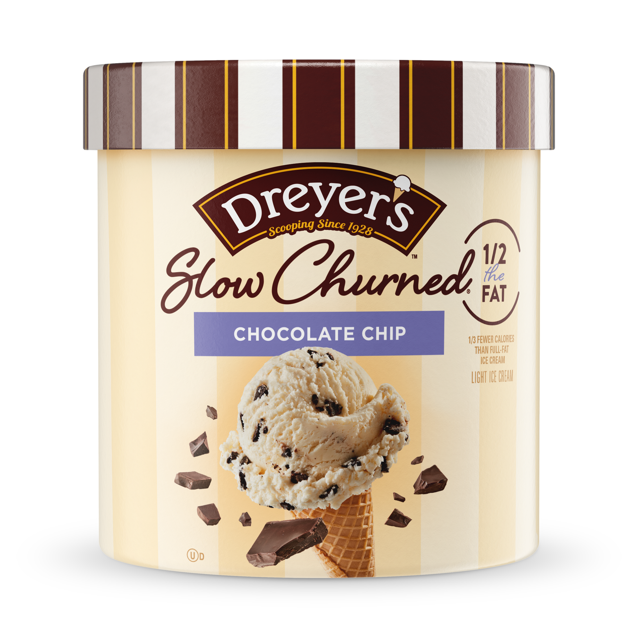 Carton of Dreyer's slow-churned chocolate chip ice cream