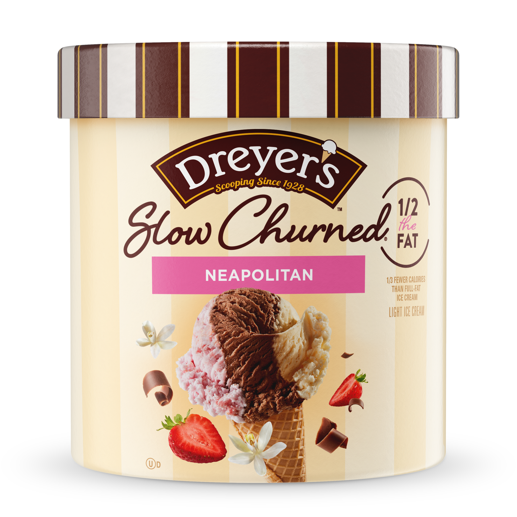 Carton of Dreyer's slow-churned Neapolitan ice cream -48oz