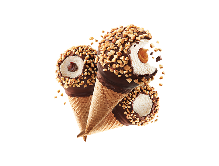 Drumstick PDP Product Feature Card Vanilla Fudge Caramel Sundae Cones Variety