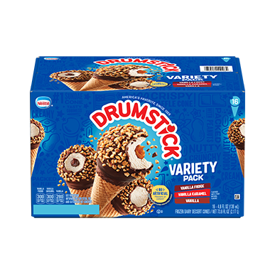 Drumstick vanilla variety pack in retail packaging.