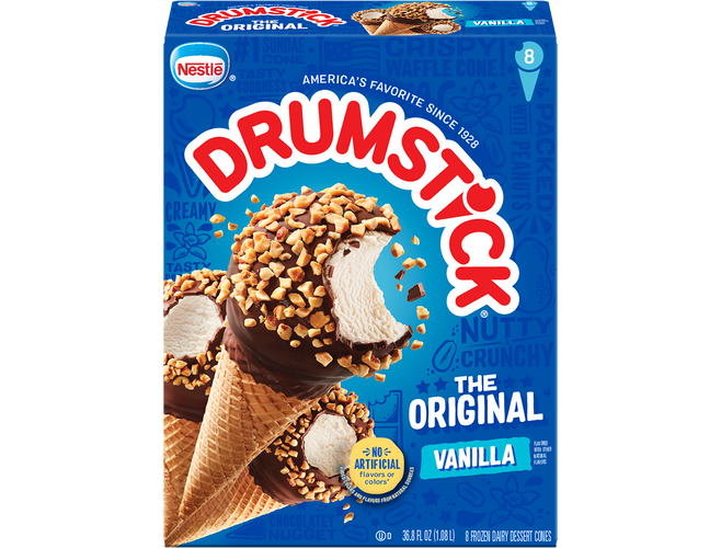 Carton of Drumstick original vanilla cones