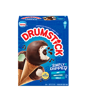 Drumstick simply dipped mint, vanilla fudge and vanilla