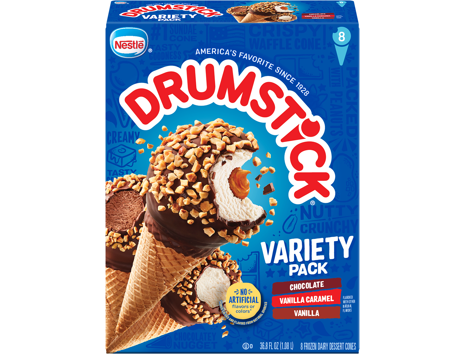 Drumstick chocolate and vanilla and vanilla and caramel