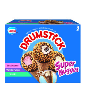 Drumstick super nugget pack strawberry, vanilla fudge,  vanilla