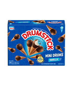 Box 40 of Drumstick Mini Drums Vanilla cones